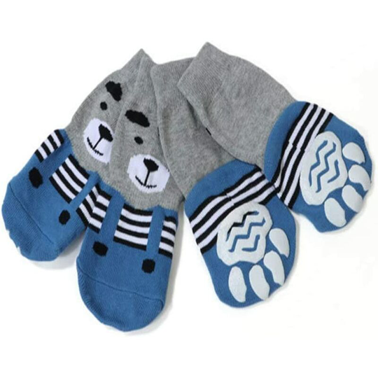 Anti-Slip Dog Socks Breathable Cotton Paw Protectors Anti-Pull for Indoor Use Set of 4 Dogs