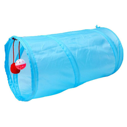 Deckon - Cat Tunnel Toy Funny Pet 2 Hole Play Tube Ball Collapsible Kitten Toy Puppy Ferret Rabbit Play Dog Channel Tube Petsanti-wrinkleLightBlue