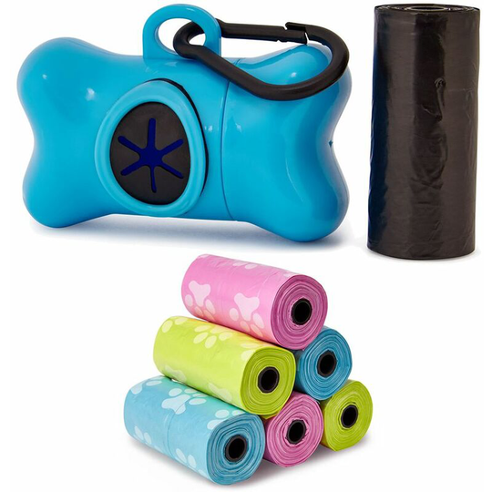 Bunty Dog Pet Puppy Poo Poop Waste Toilet Strong Large Bags Roll Dispenser - Blue - 96x Rolls