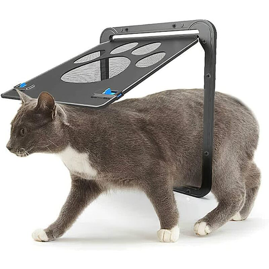 Pet Screen Door Magnetic Flap Screen Automatic Lockable Black Door for Small Cat Kitten Puppy