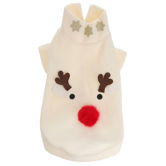 Pet Dog Clothes Elk Pattern Christmas Costume Breathable Dog Apparel For Pet Dog Puppy Size l White