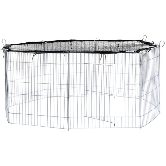 Tectake - Rabbit run with safety net - guinea pig run, rabbit cage, rabbit pen - black - black