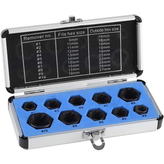 Set of 10 Bolt Extractor Locking Socket Degreaser Thread Tool (Short)
