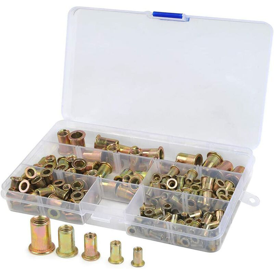 Devenirriche - 165pcs set of M3 / M4 / M5 / M6 / M8 galvanized carbon steel riveted nuts