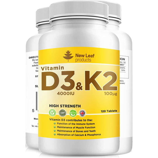 Vitamin D3 K2, Vitamin D3 4000iu + Vitamin K2 100mcg, 4 Months Supply, Supports Immunity, Calcium Absorption and Bone Health,...