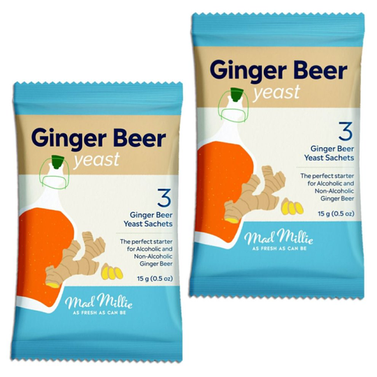 2x Mad Millie Ginger Beer Yeast 3x sachets makes 13.5L 3 Gallons