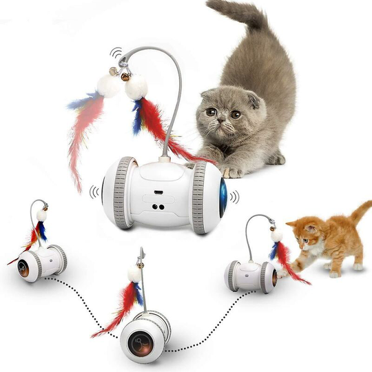 Automatic Sensor Cat Interactive Smart Robotic Electronic Feather Teaser Self-playing Usb Rechargeable Kitten Toys For Pets - ssxjv