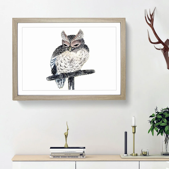 Perched Owl by Katsushika Hokusai - Picture Frame Painting Print