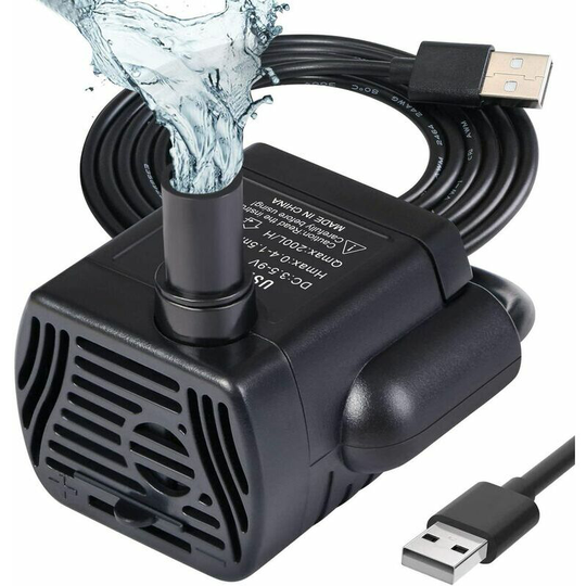Submersible Water Pump, Aquarium Pump Adjustable 110V 5W Ultra-Quiet usb Deckon Pump for Pond Fish Tank Fountain Fish Tank 0.75m Cord