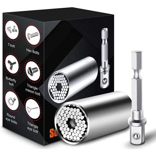 Universal Socket Tool, 2 Pieces with 1/4- 3/4 Inch Socket Wrench and Electric Drill Adapter, diy Gift for Woodworkers Tool Accessorie
