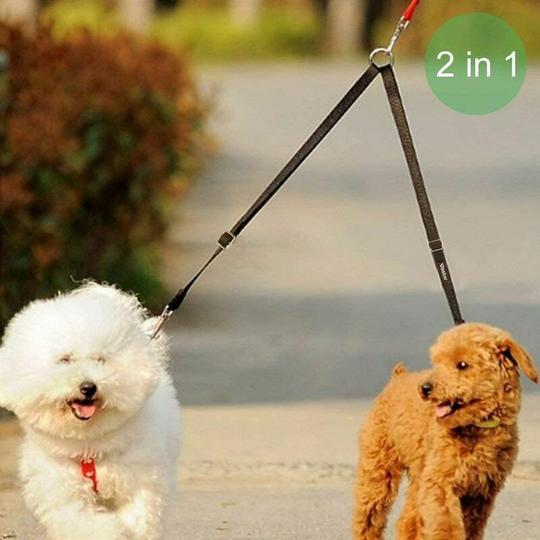 Qersta - Double Dog Walker, Pet Double Dog Leash Sturdy and Adjustable, Two Tangle Free Dog Training Leashes, Fits Dogs Under 110 Pounds, High