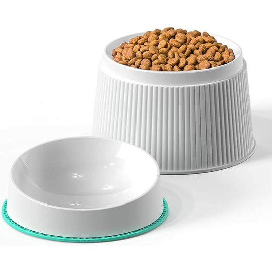 Elevated Cat Food Bowl Super Widen Raised Cat Food Dishes for Protecting Spine, Reliefing Whisker Fatigue, Anti-Vomiting 17° Tilted Pet Feeding Bowls