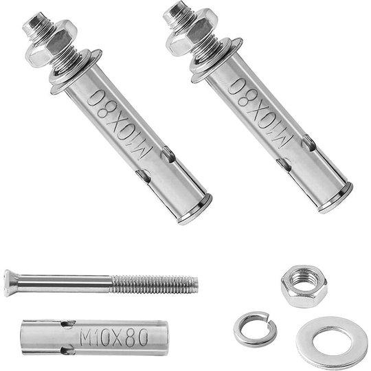 Betterlifegb - Expansion Screw Bolts, Stainless Steel Expansion Sleeve Anchor Bolt Fixing Bolts,M10 X80 External Hex Nut Heavy Screws for Wall