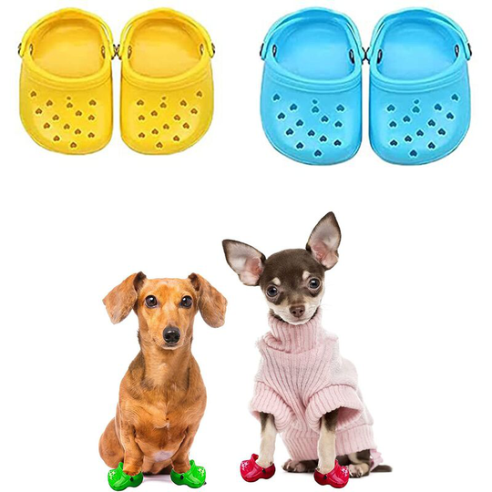 2 Pairs Breathable Mesh Dog Pet Shoes (Blue + Yellow)