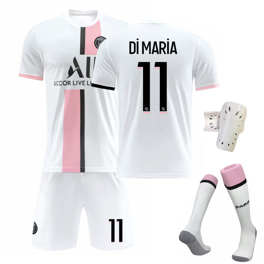 Paris Away White Soccer Suit No. 11 with socks+protective gear, children's size 22