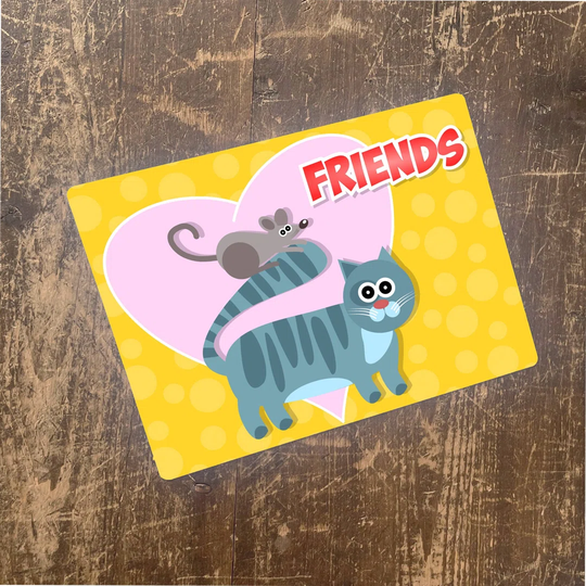 Comic Funny Cat Mouse Friends Wall Décor