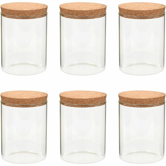 Storage Glass Jars with Cork Lid 6 pcs 650 ml Vidaxl Transparent