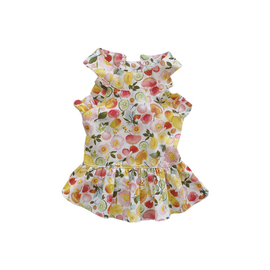 Cotton autumn color print dress Teddy Phaedo Chenery dog and cat clothes Medium (M3) back length 30 chest 40-45 neck circumference 38 weight