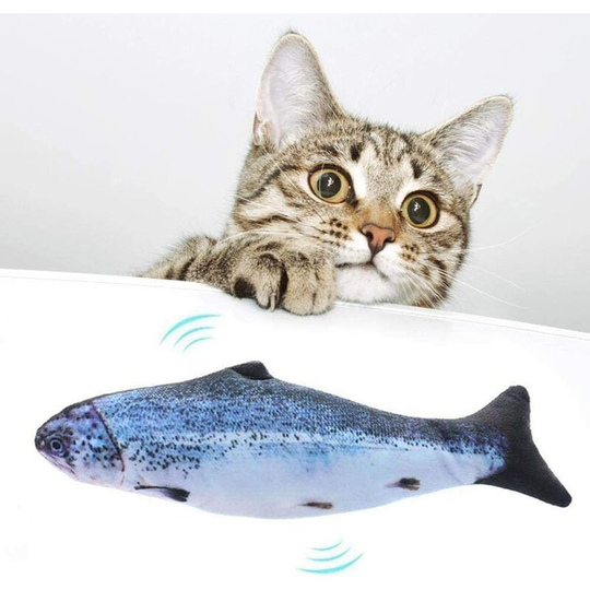 Electric Simulation Fish Cat Toy Plush with Catnip, Interactive Pet Cat Toy, Angler Fish Interactive Cat Toy