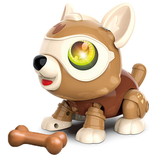Robot Dog Toy for Kids diy Toy Interactive Toy Intelligent Educational Kids Toys Suitable for Boys Girls Gift, Brown - Brown