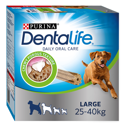Purina Dentalife Daily Dental Care Snacks for Large Breed Dogs (25-40kg) - 72 Sticks (24 x 106g)