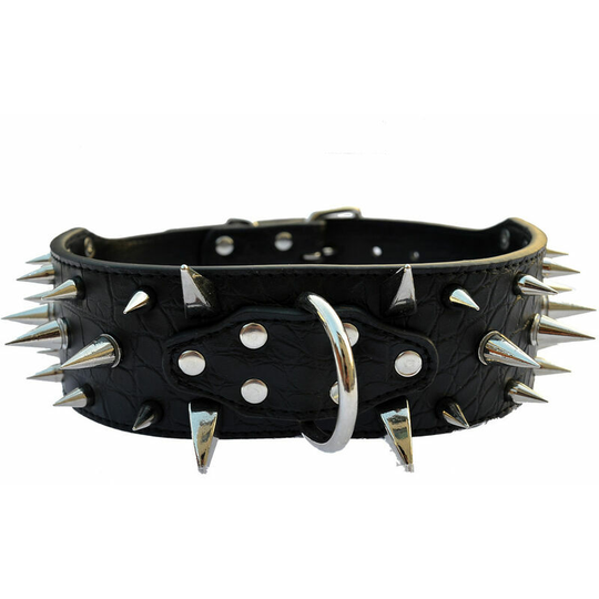 Dog necklace enriched in leather adjusted in leather glued annular cols for small puppy of medium dog (66 * 5.0 cm-black)