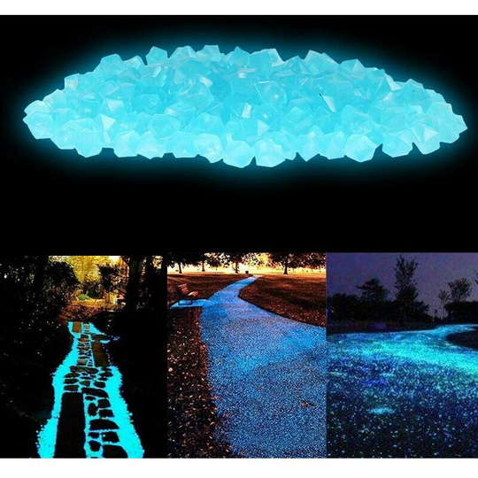 300PCS Glow Stone, Smooth Resin Pebbles, Outdoor Decorative Glow Stone for Fish Tank/Garden/Driveway/Road