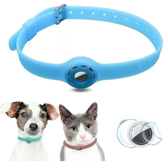 Airtag Dog Collar Holder Airtag Cat Collar With 1 Hd Protective Film 9-19.5 Inch Soft Silicone Dog