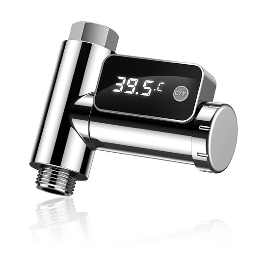 Osqi - Faucet Thermometer, Silver led Display Shower Thermometer ±0.5°C Measurement Accuracy for Kids for Home Bathroom(G1/2)