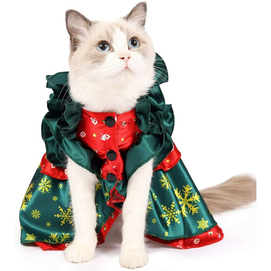 Kitten Christmas Costume - Small and Medium Size Pet Party Costume - with Bow