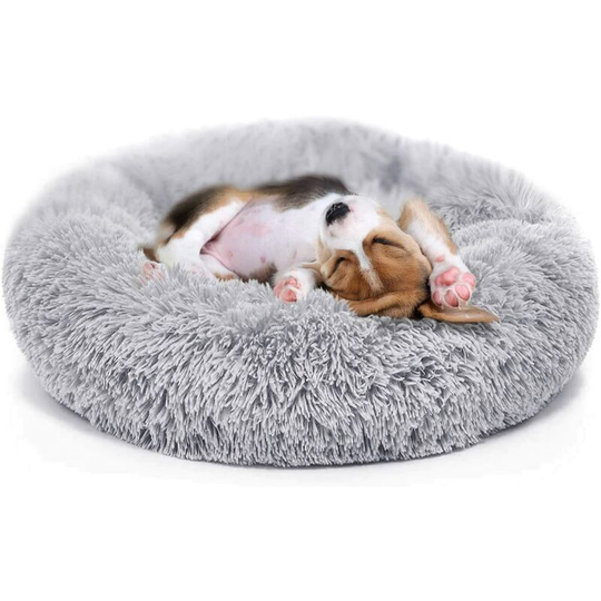 Bearsu - Puppy Bed for Small Medium Dog Soothing Dog Bed Calming, Anti-Anxiety Fluffy Deep Sleep Plush Bed with Bamboo Dog Cooling Mat Available