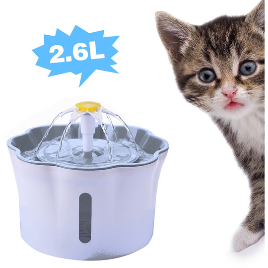 Asupermall - 2.6L Automatic Pet Water Fountain Silent Drinking Electric Water Dispenser Feeder Bowl, Grey-Water fountain without mat - Grey-Water