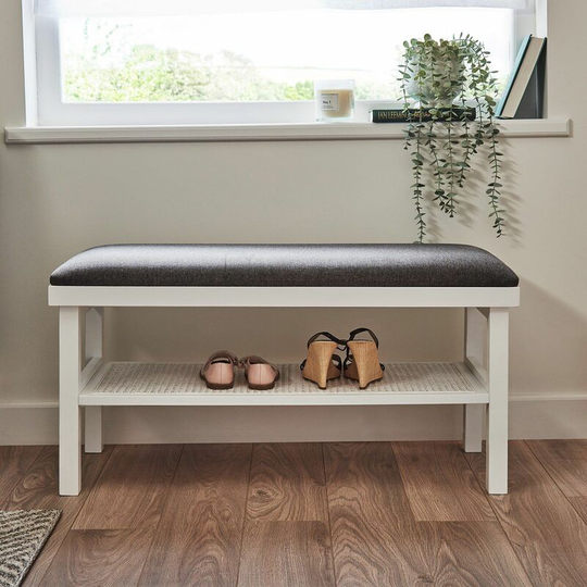 Charlie hallway bench - cane - white - white