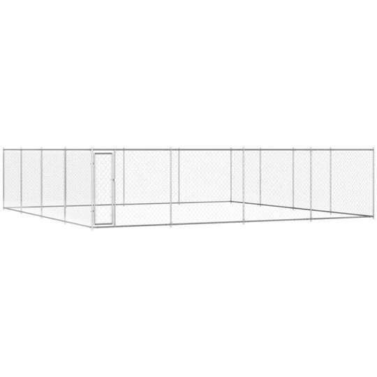 Outdoor Dog Kennel Galvanised Steel 760x760x185 cm Vidaxl Silver