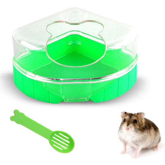 Hamster Sand Bathroom with Shovel, Small Pet Sand Bathroom Large Plastic Room Sauna Toilet Bathtub, green