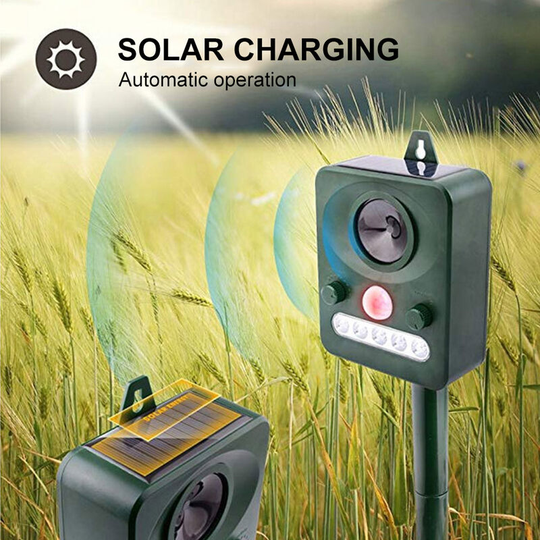 Solar-Powered Animals Repeller Ultrasonic-Wave Dog Cat Rechargeable Repellent