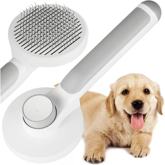 Dog Cat Brush, Self-Cleaning Dead Hair Brush for Cat Dogs, Comb for Cat Dogs, Brush for Cat Dogs Long Short Hair (Gray)