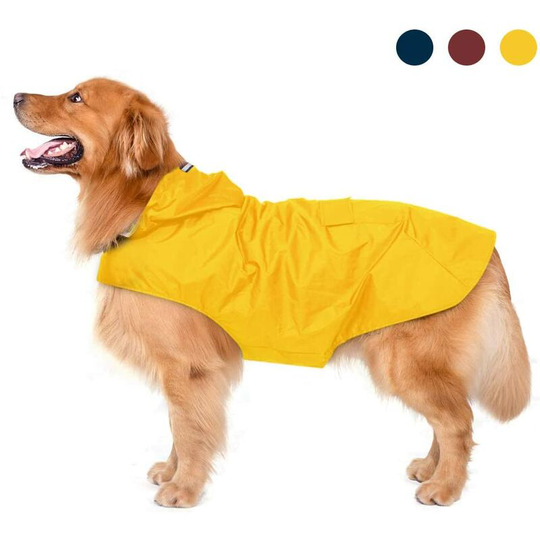 Rain Coats Dog Raincoat with Hood, Ultralight and Airy Waterproof Dog Raincoat with Reflective Strips for Medium to Large Dogs (3XL, Yellow)