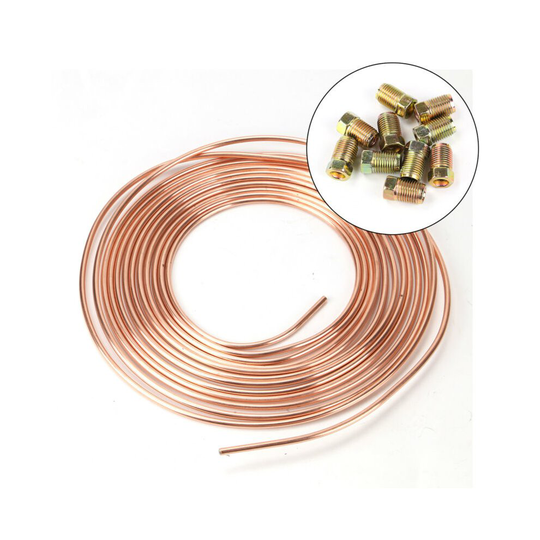 Brake Pipe Copper Line 3/16" 25Ft & 20x Male/Female Brake Nuts 3/8"U
