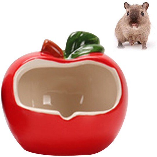 Devenirriche - Ceramic Hamster Bed Houses Cartoon Shape Small Pet Animals Habitat Cage House Summer Cool Hamster Hideout Nest, apple shape