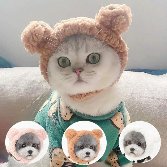 3 Pack Cute Fleece Cat Puppy Hats with Adjustable Velcro for Halloween Christmas Large Size