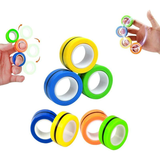 Magnetic Rings (3 pcs) - Finger Toy Relief Anxiety Anti Stress,Magnetic Ring,Magic Ring,Durable Unzip Toys Finger,for Anxiety,Fidget