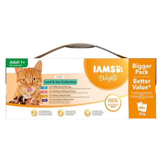 96 x 85g IAMS Delights Wet Cat Food Mega Pack!* - Land & Sea Collection in Jelly