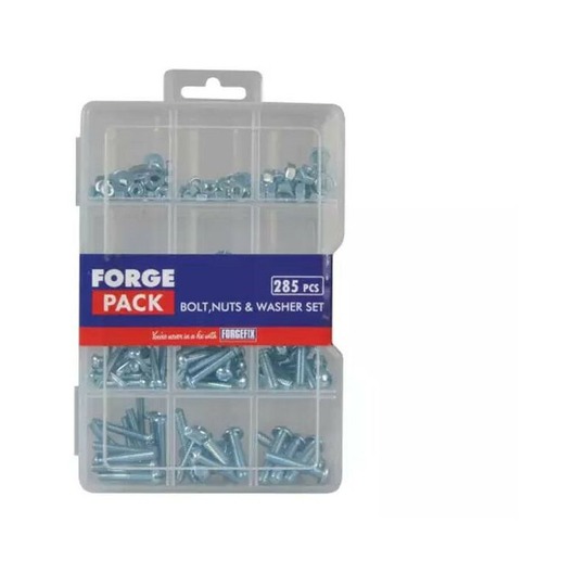 285 Piece Nut Bolt Washer Zinc Plated Assorted Set in Organiser fpnwset - Forgefix