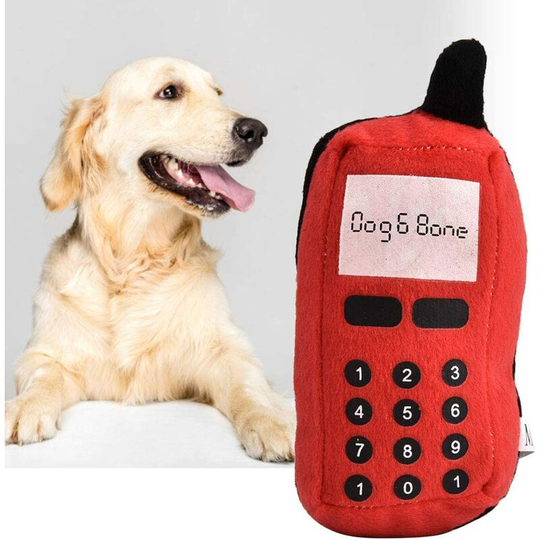 Pet Chew Toy, Mobile Phone Plush Dogs Cats Interactive Chew Toy Dog Chew Toy Tear Resistant (Red)
