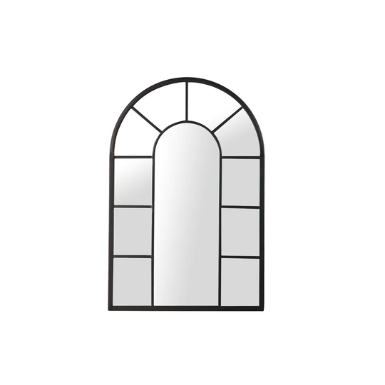 Brister Window Pane Metal Framed Wall Mounted Accent Mirror in Black