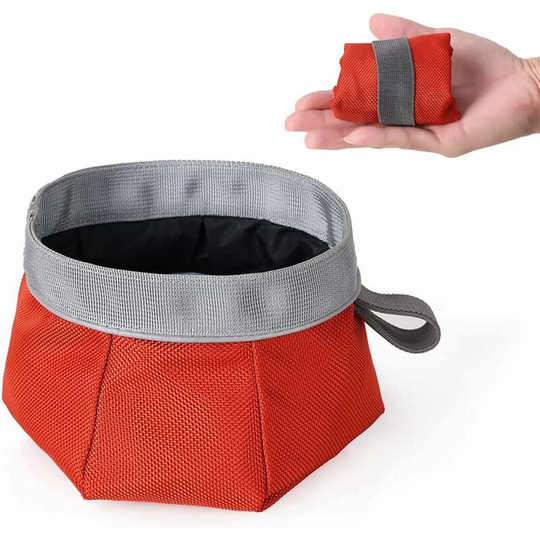 Pet Travel Bowl, Dog Bowl Collapsible Bowl Travel Collapsible Bowl Portable Dog Bowl Waterproof Fabric for Food and Water (Red)