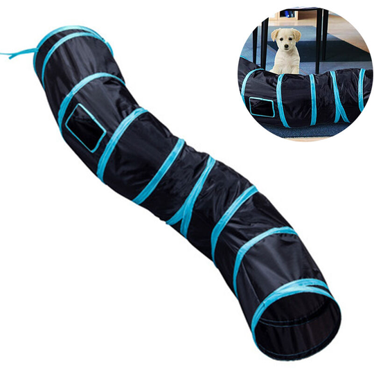 Cat Tunnel ,Also Included is a Interactive Cat Toy , Toys for Cats ,Cat Tunnels for Indoor Cats , Cat Tube , Collapsible, blue and black