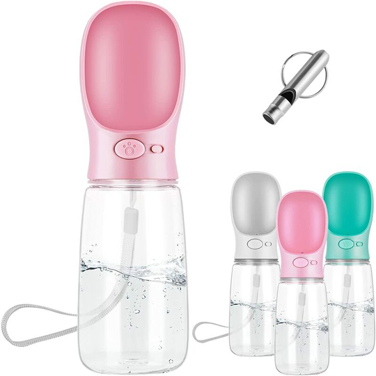Dog Water Bottle 550ml, Portable Water Bottle Dispenser for Dog Puppy Cat Pets Travel Water Drink Bottle-Pink