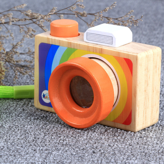 Kaleidoscope Camera Toy for Kids Pretend Wooden Toys